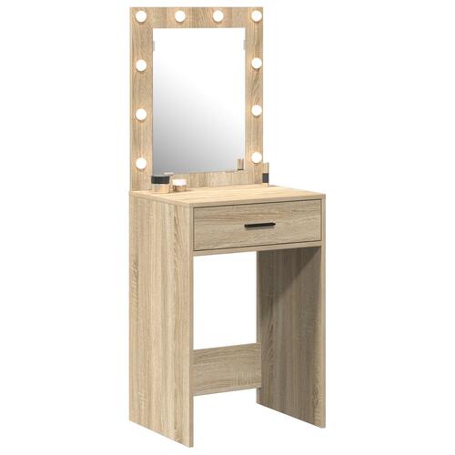 Sminkebord med LED-lys Sonoma Egetræ 50x41x135 cm