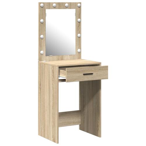 Sminkebord med LED-lys Sonoma Egetræ 50x41x135 cm