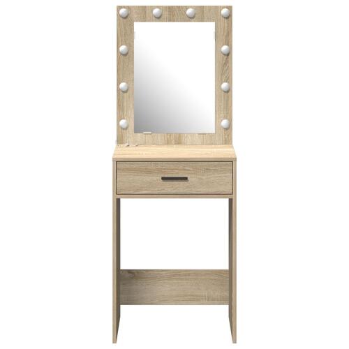 Sminkebord med LED-lys Sonoma Egetræ 50x41x135 cm