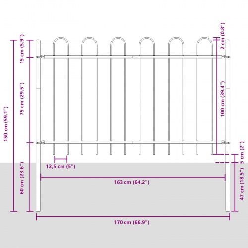 Hvidt Havehegn med Hoop Top, 5.1x1 m, lavet af stål