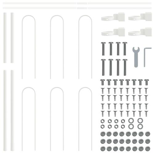 Hvidt Havehegn med Hoop Top, 8.5x1 m, Stål