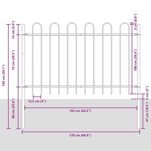 Hvidt Havehegn med Hoop Top, 8.5x1 m, Stål