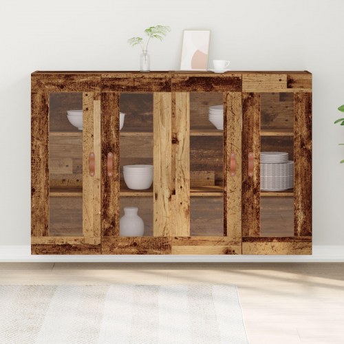 Vægmonterede skabe 2 stk Gammelt træ 69,5x34x90 cm Ingenieret træ