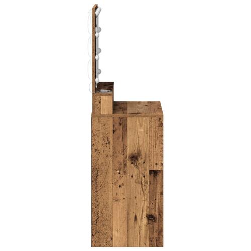 Makeup Bord med LED Lys - Gammel træ, 50x41x135 cm