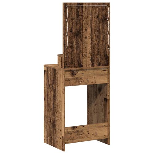 Makeup Bord med LED Lys - Gammel træ, 50x41x135 cm