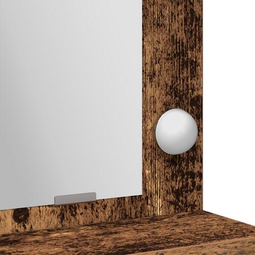 Makeup Bord med LED Lys - Gammel træ, 50x41x135 cm