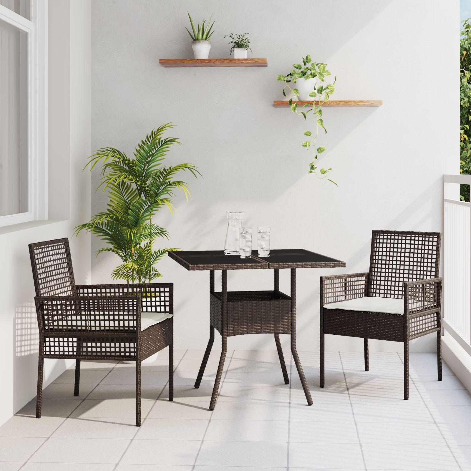 Have Spisebordssæt 3 stk Brun Poly rattan