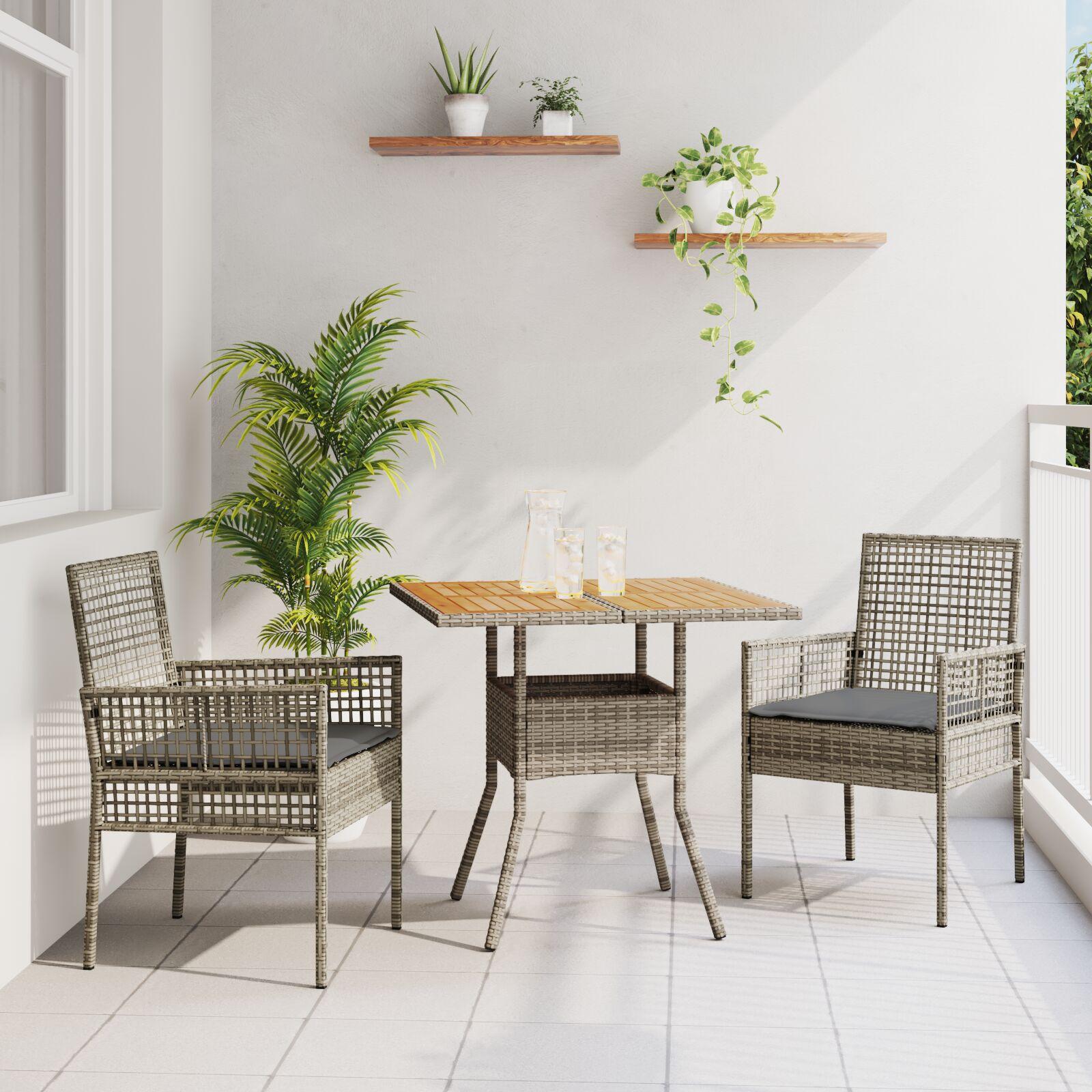 Have Spisebordssæt 3 stk Grå Poly rattan