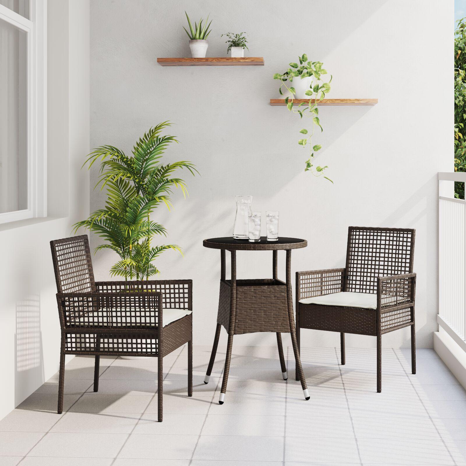 Have Spisebordssæt 3 stk Brun Poly rattan