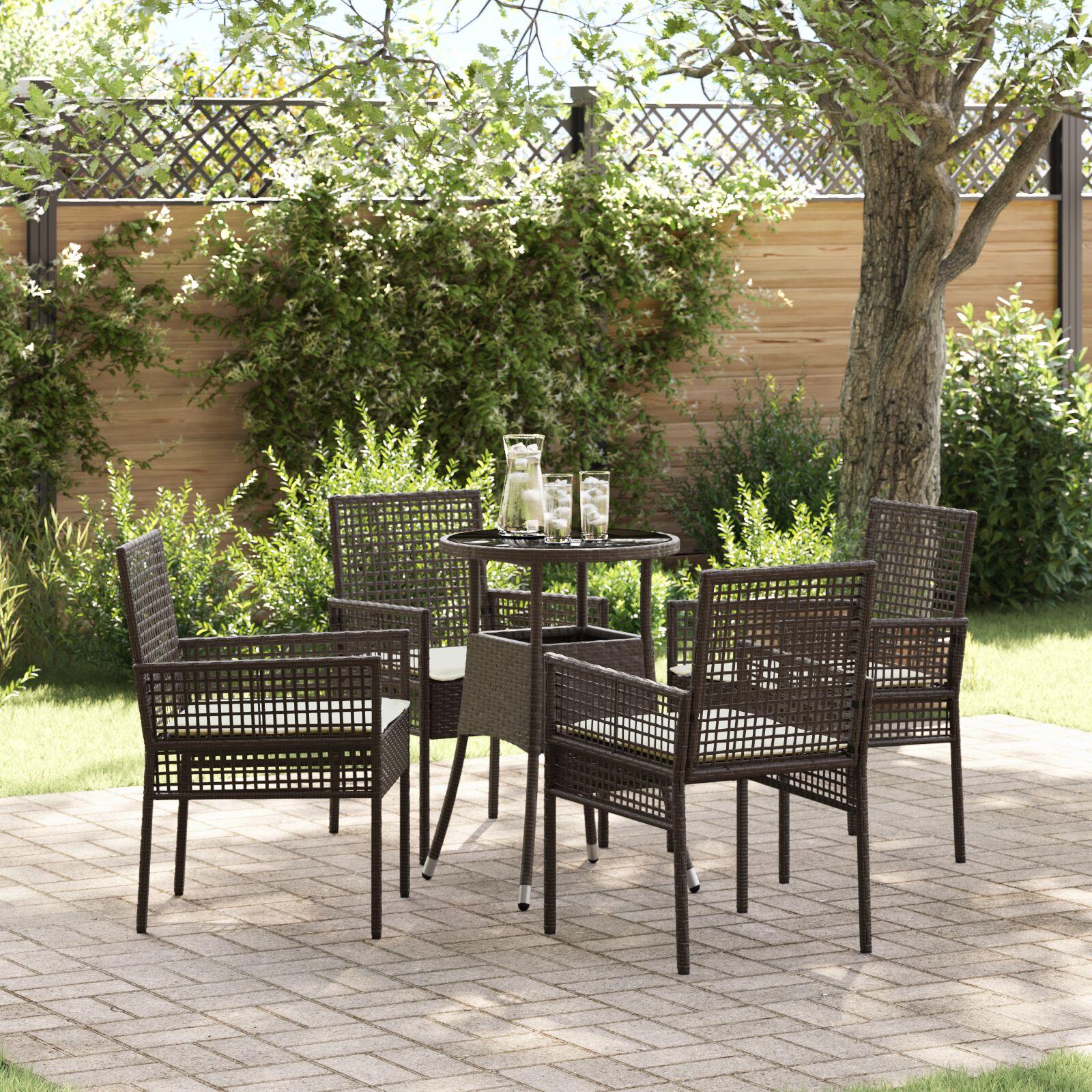 Have Spisebordssæt 5 stk Brun Poly rattan