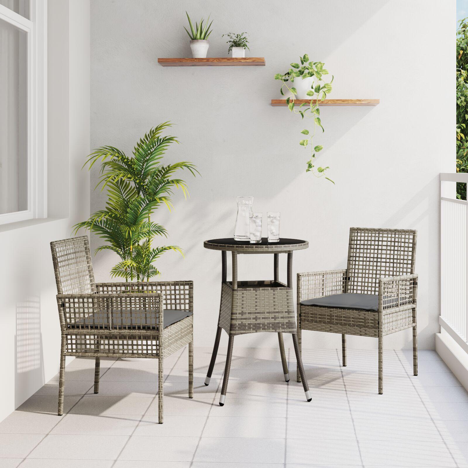 Have Spisebordssæt 3 stk Grå Poly rattan