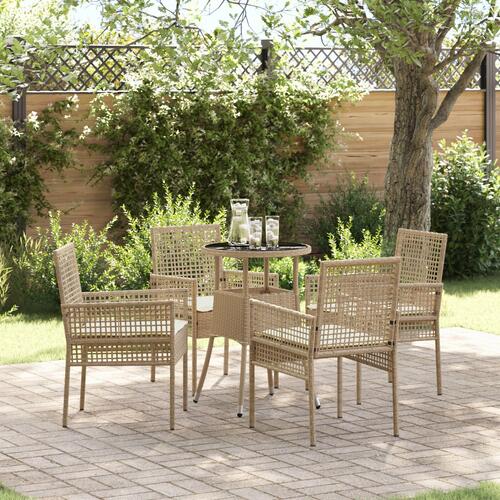 5-delte Have Spisesæt Beige Polyrattan