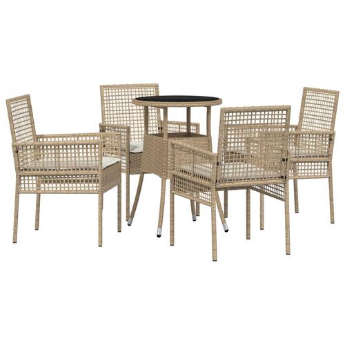 5-delte Have Spisesæt Beige Polyrattan