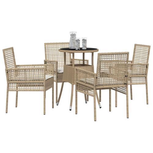 5-delte Have Spisesæt Beige Polyrattan