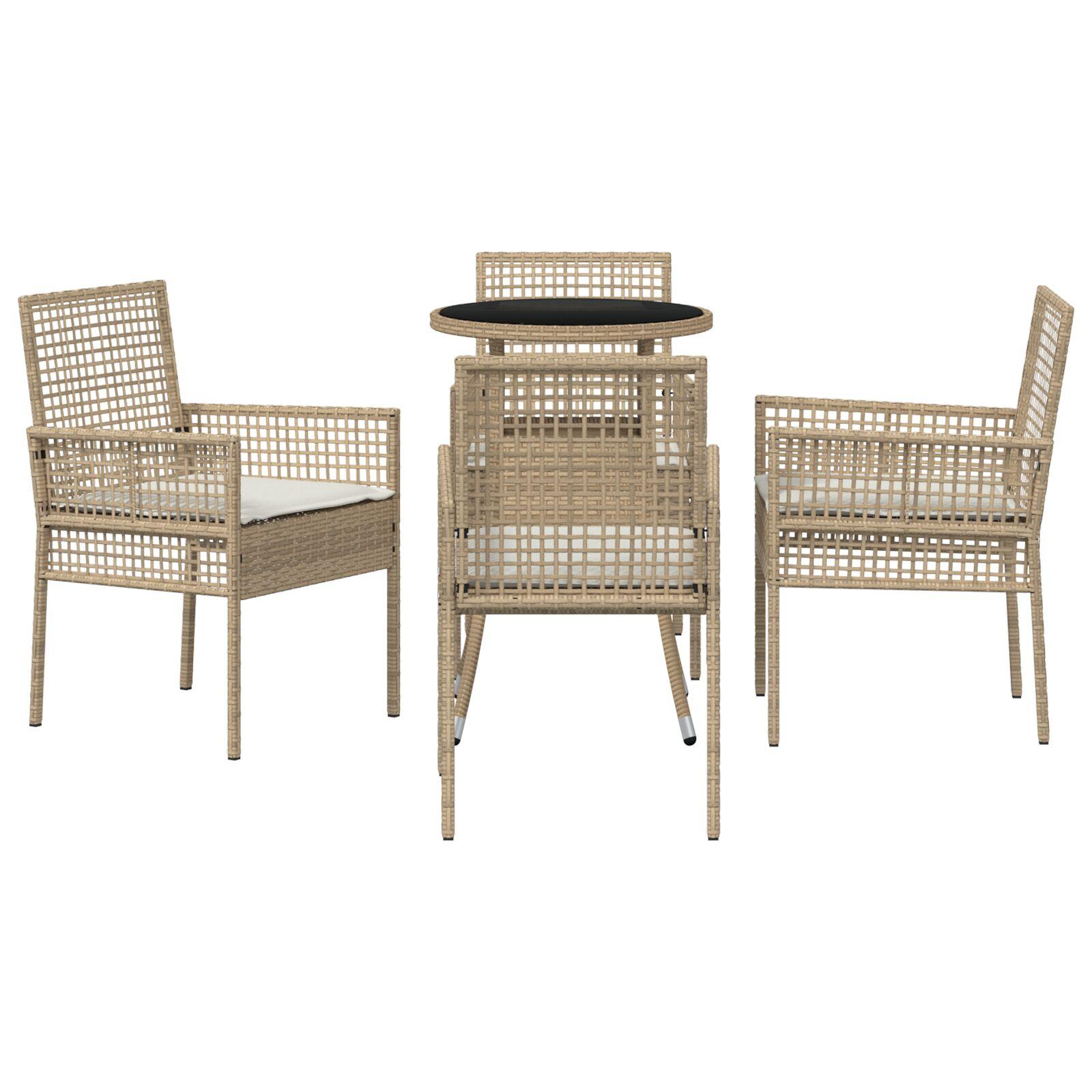 5-delte Have Spisesæt Beige Polyrattan