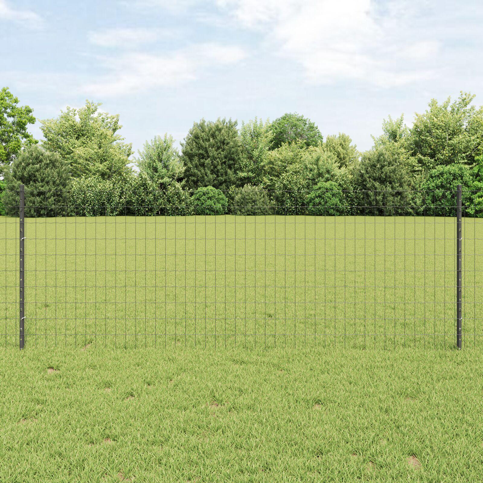vidaXL Eurohegn med stolpe 10 x 0,8 m PVC-belagt stål Grå Mesh