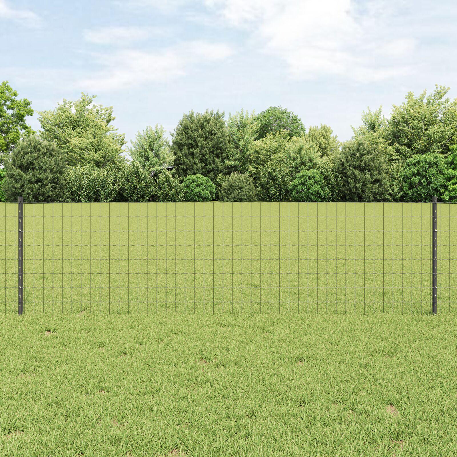 vidaXL Eurohegn med stolpe 25 x 0,6 m PVC-belagt stål Grå Mesh