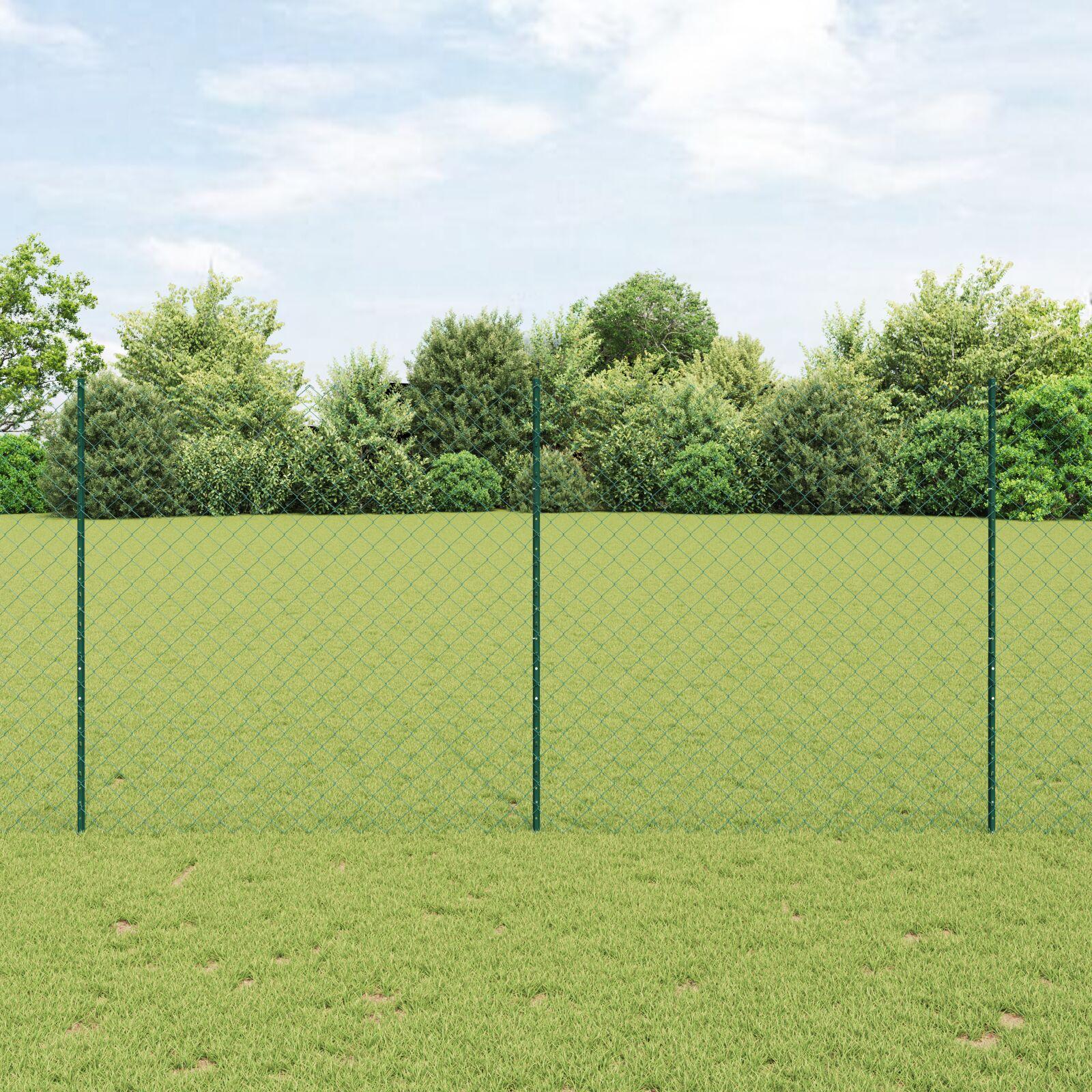 Kæde Link Hegn Med 10 U Posts Grøn 1.6x10 M Stål