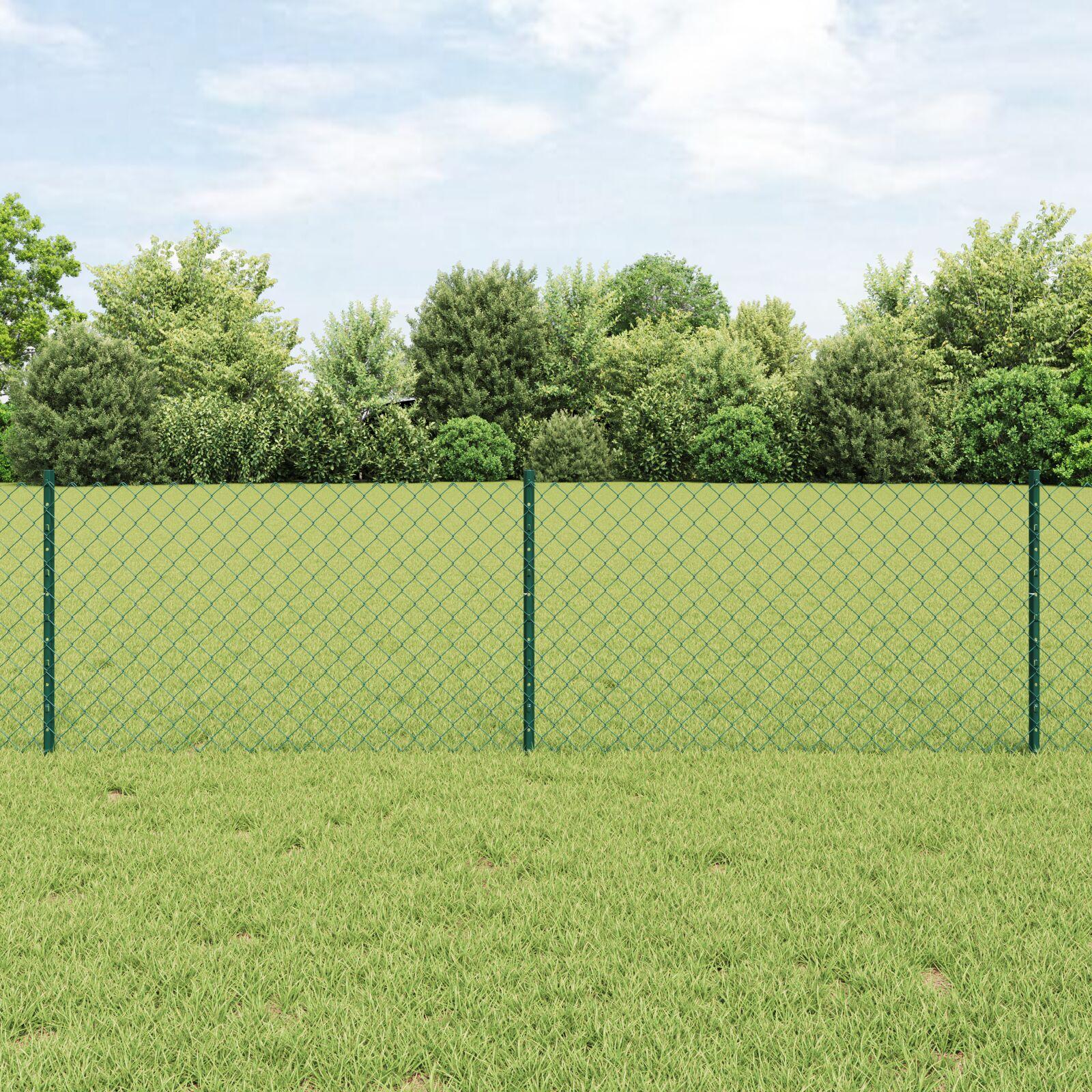 Kæde-link hegn 25 × 0,6 m - PVC-belagt stål, grøn mesh