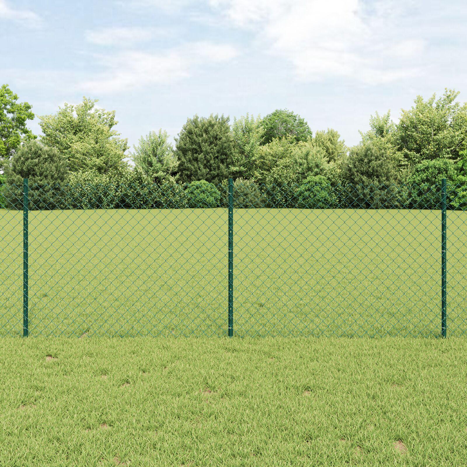 Kæde-link hegn 25 × 0,8 m - grøn PVC-belagt stål mesh med stolper