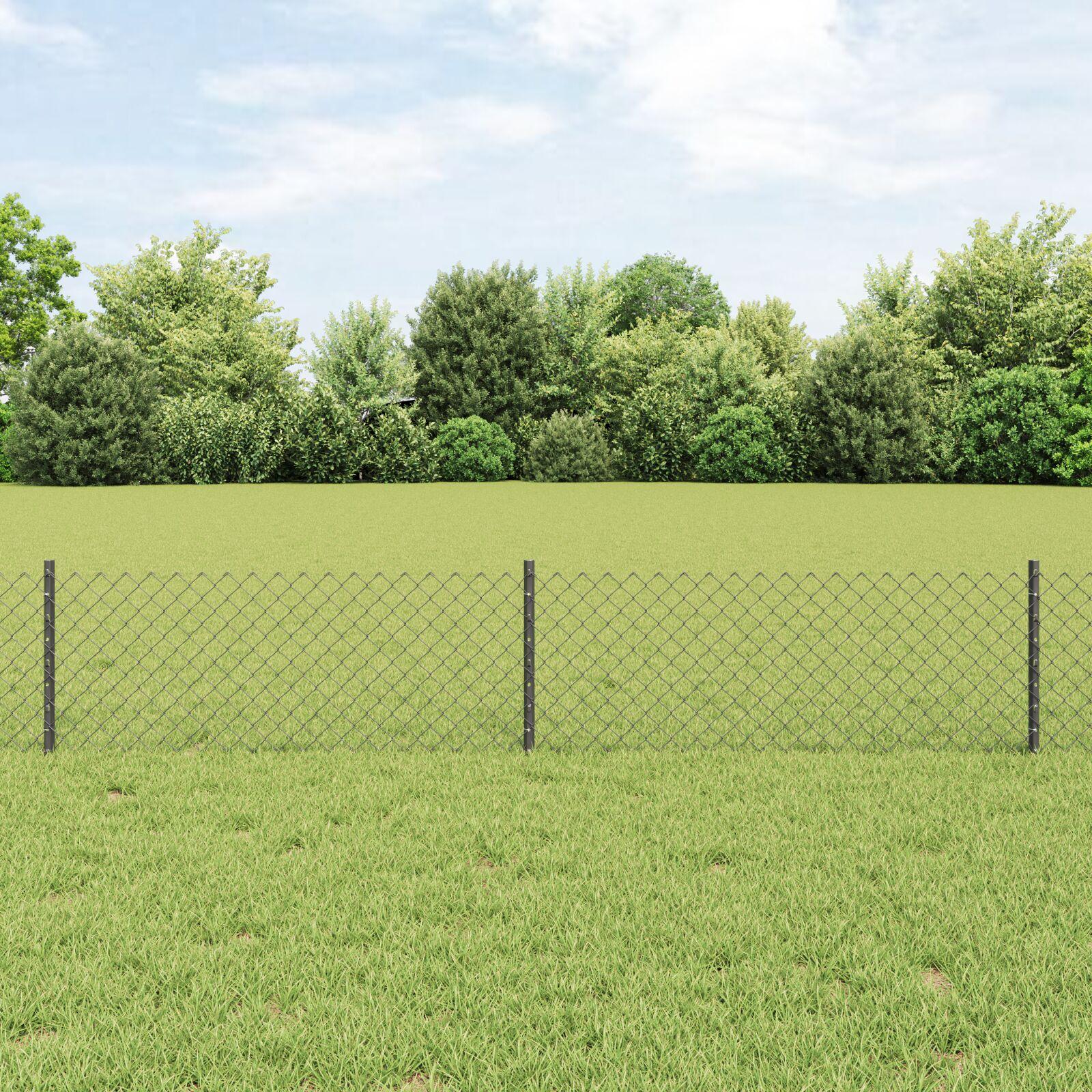 Kæde-link hegn 10 × 0,4 m - PVC-belagt stål, grå mesh