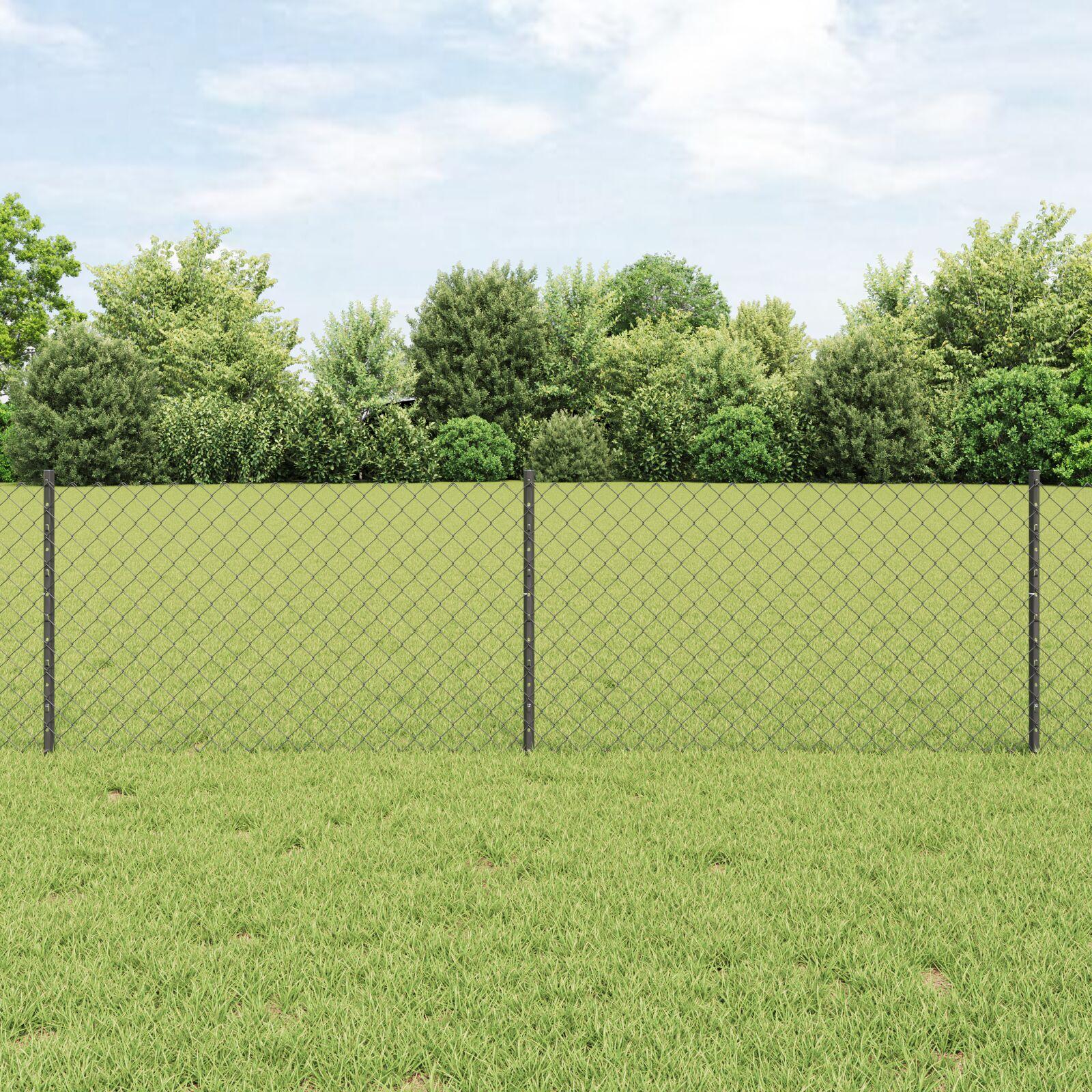 Kæde-link hegn 10 × 0,6 m - PVC-belagt stål, grå mesh