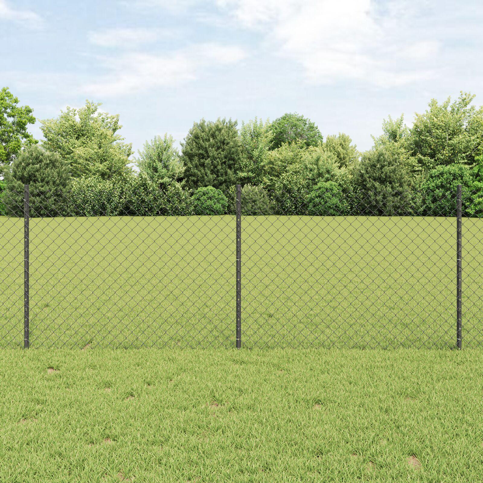 Kæde-link hegn 10 x 0,8 m - PVC-belagt stål, grå mesh