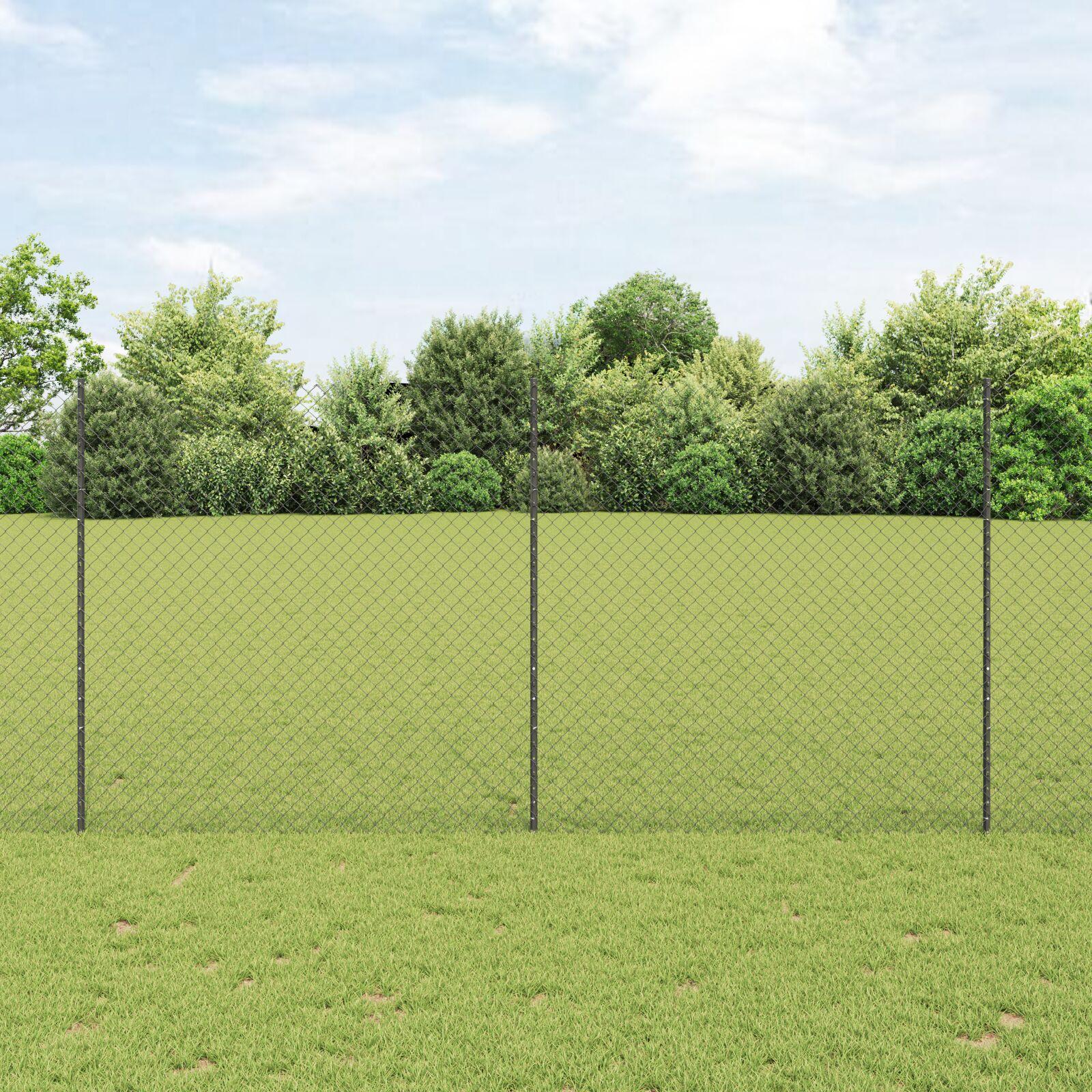 Kæde-link hegn 10 x 1,6 m - PVC-belagt stål, grå mesh