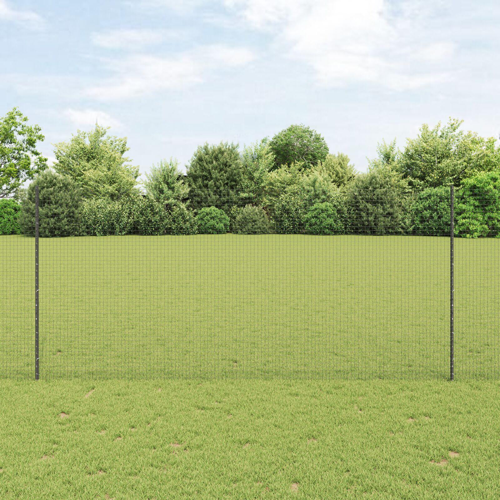 Svejsestålhegn med stolper 25 × 1,4 m - grå, PVC-belagt mesh