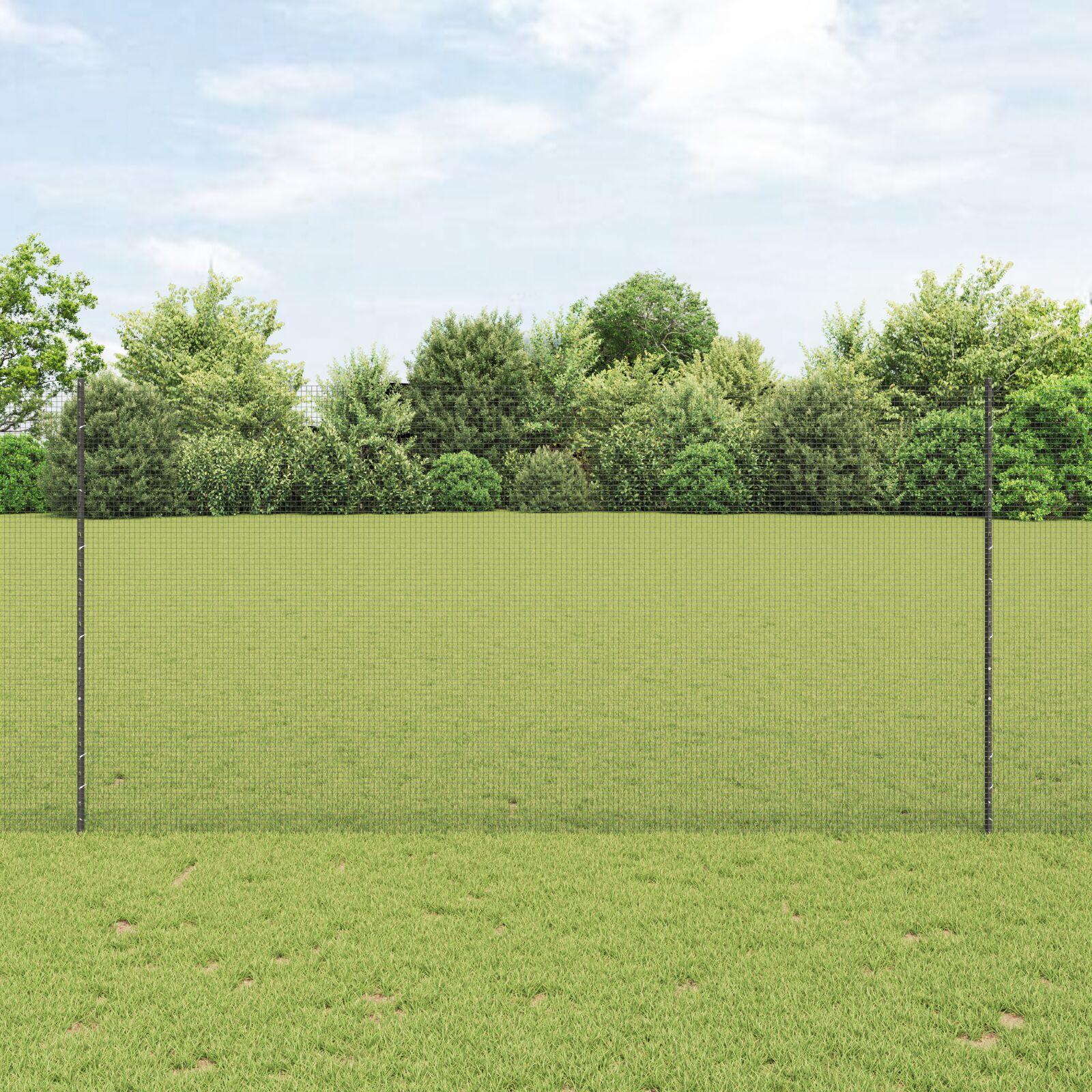 Svejsestålhegn med stolper 25 × 1,6 m - grå PVC-belagt mesh