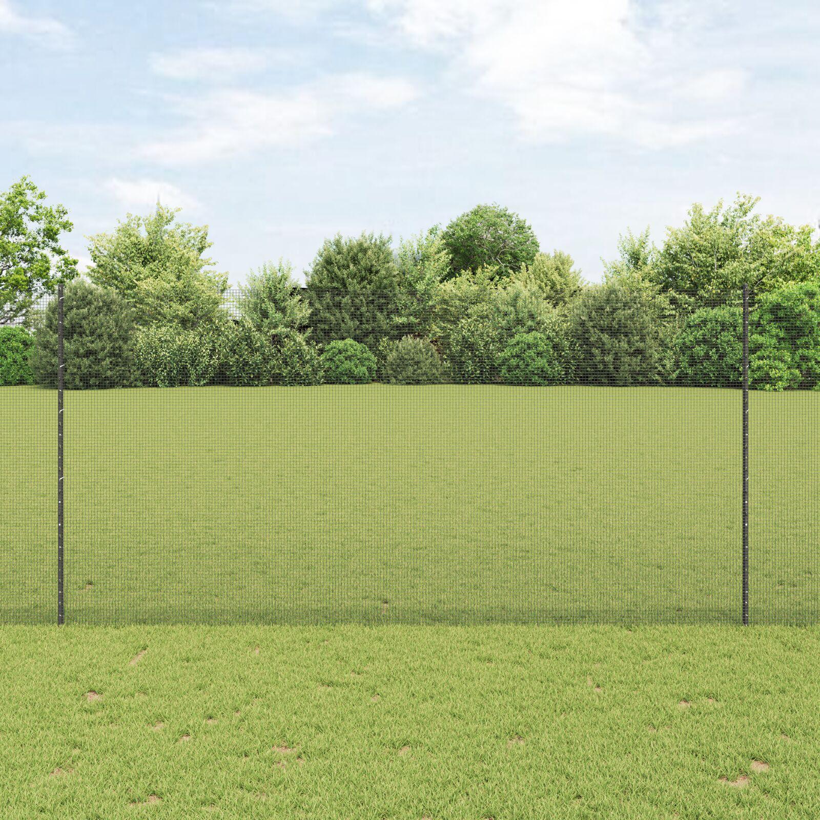 vidaXL Svejsede trådhegn med stolper 50 x 1,5 m PVC-belagt stål Grå