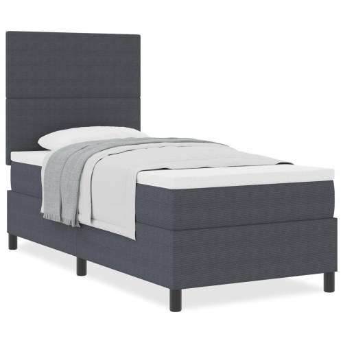 Box Spring Seng med Madras Mørkegrå 90x200 cm Kordfløjl