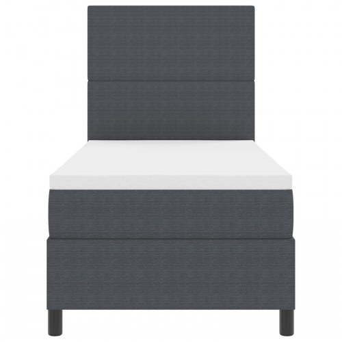 Box Spring Seng med Madras Mørkegrå 90x200 cm Kordfløjl