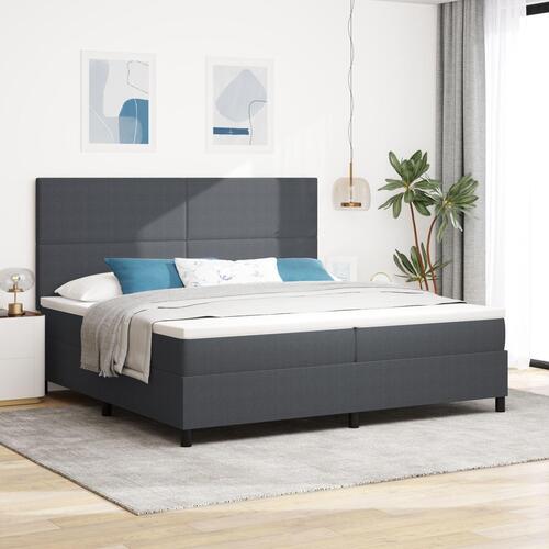 Box Spring Seng med Madrass Mørkegrå 200x200 cm Fløjl