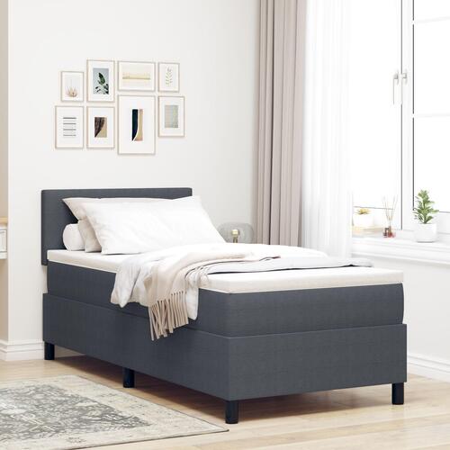 Box Spring Seng med Madras & LED Mørkegrå 90x200 cm Corduroy Stof