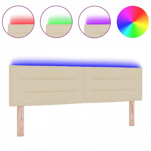 LED Hovedgavl Linjer Design Creme 72 cm Stof
