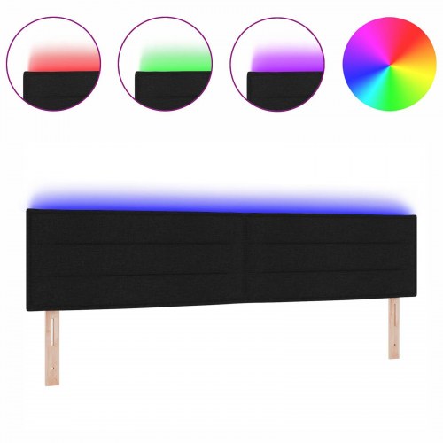 LED Hovedgærde Linje Design Sort 200 cm Stof