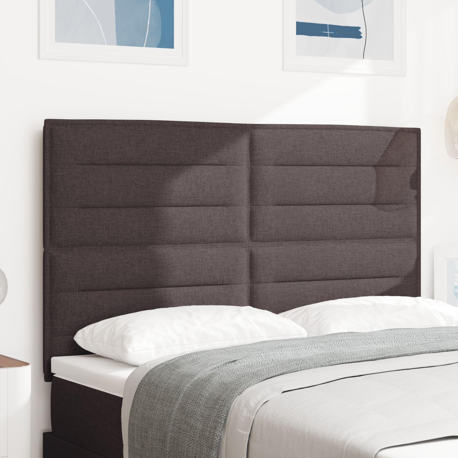 LED-sengegavl i mørkebrunt stof - 160 cm