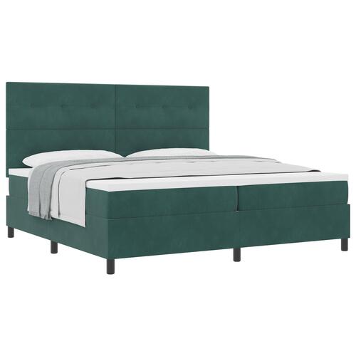 Box Spring Seng med madras Mørk Grøn 200x200 cm Fløjl