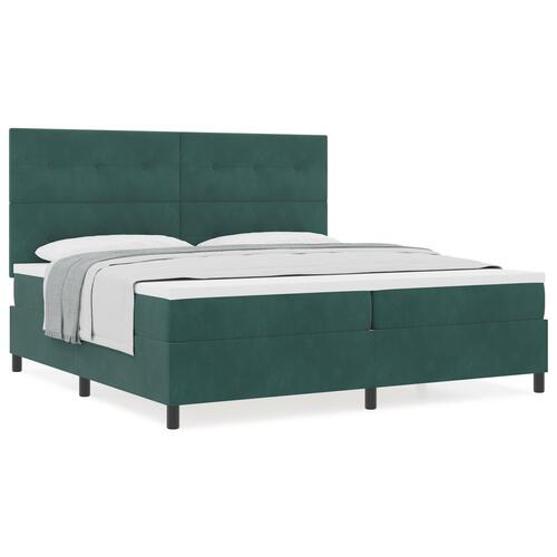 Box Spring Seng med madras Mørk Grøn 200x200 cm Fløjl