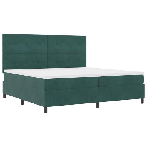 Box Spring Seng med madras Mørk Grøn 200x200 cm Fløjl