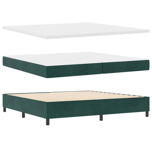 Box Spring Seng med madras Mørk Grøn 200x200 cm Fløjl