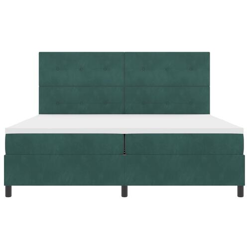 Box Spring Seng med madras Mørk Grøn 200x200 cm Fløjl