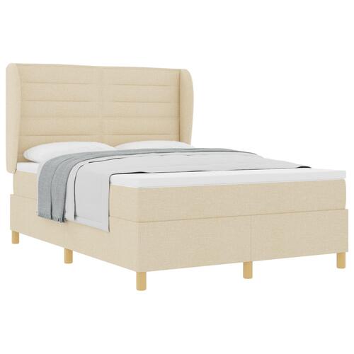 Boxmadras med madras Creme 140x190 cm Stof