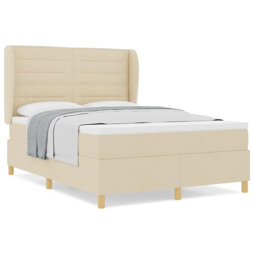 Boxmadras med madras Creme 140x190 cm Stof