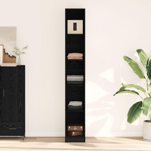 Sort Egetræ Garderobe - 30x50x200 cm, Lavet af konstrueret træ