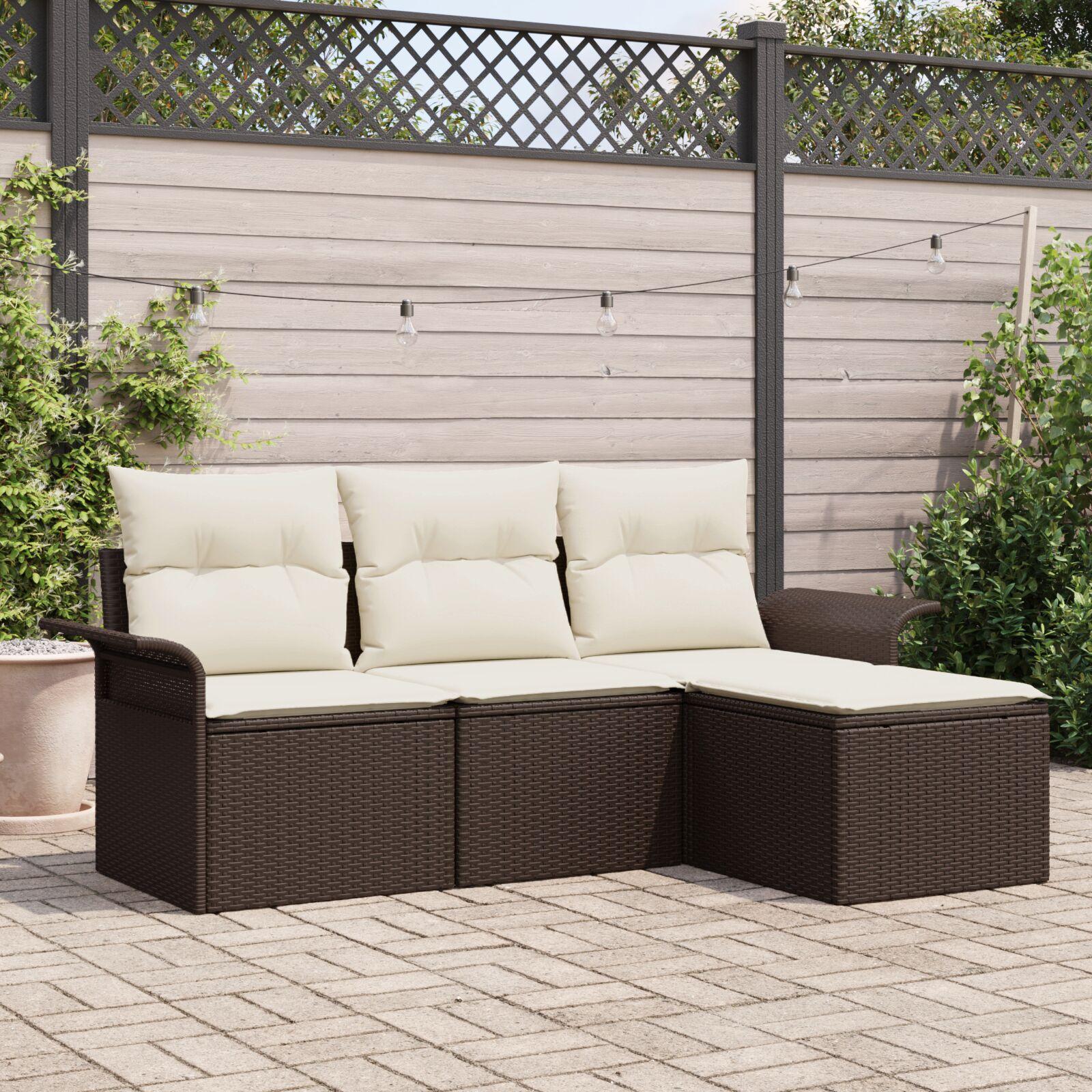 Havesofa Sæt 4 stk Brun 55 x 55 x 37 cm polyrattan