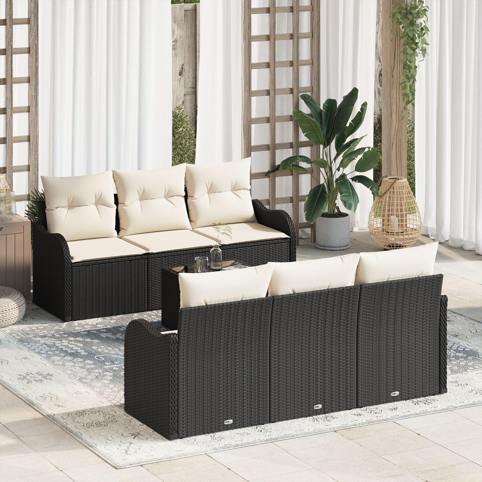 Havesofa Sæt 55 X 55 X 37 Cm Polyrattan - Sort og cremefarvet