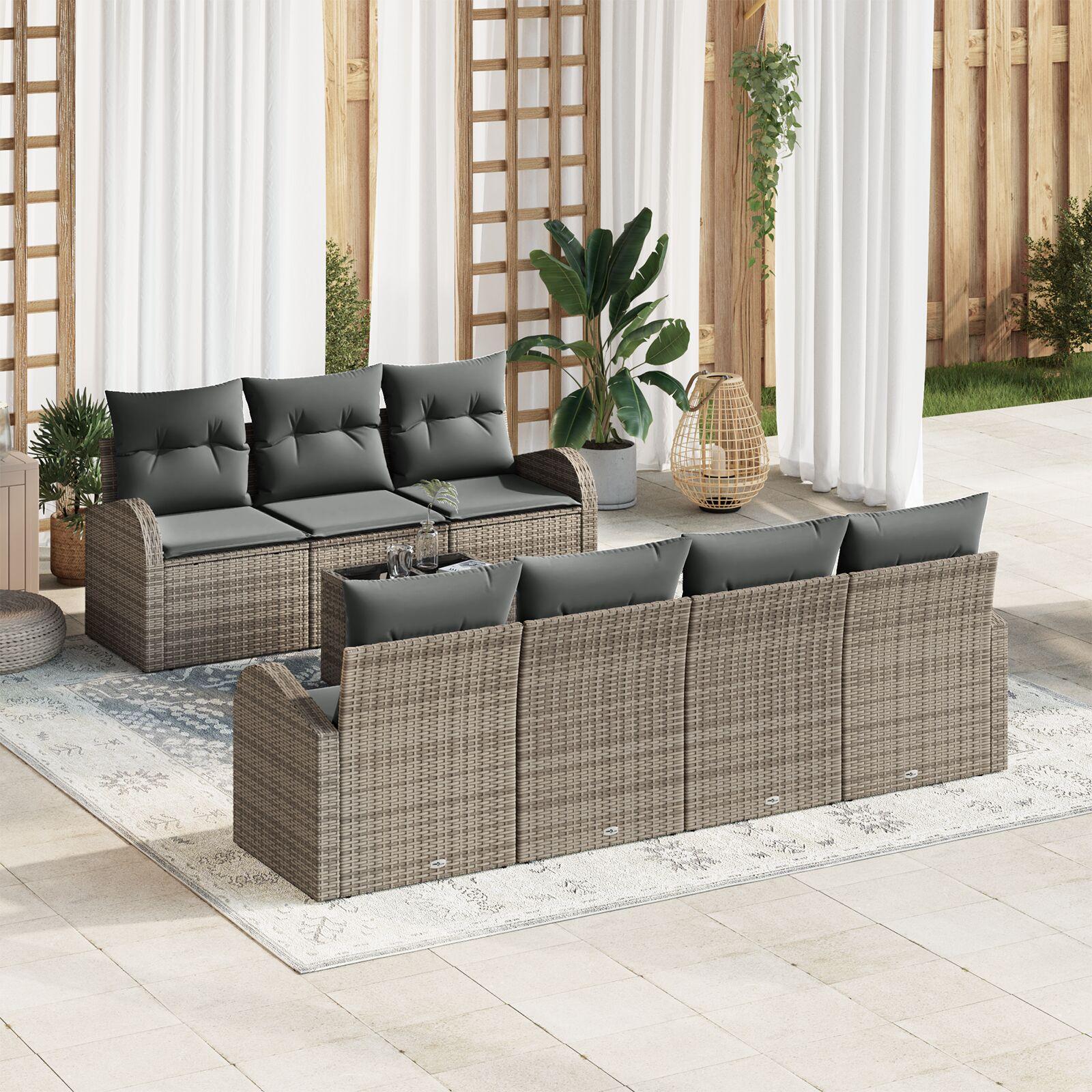 Havesofa Sæt 8 stk Grå 55 x 55 x 37 cm polyrattan
