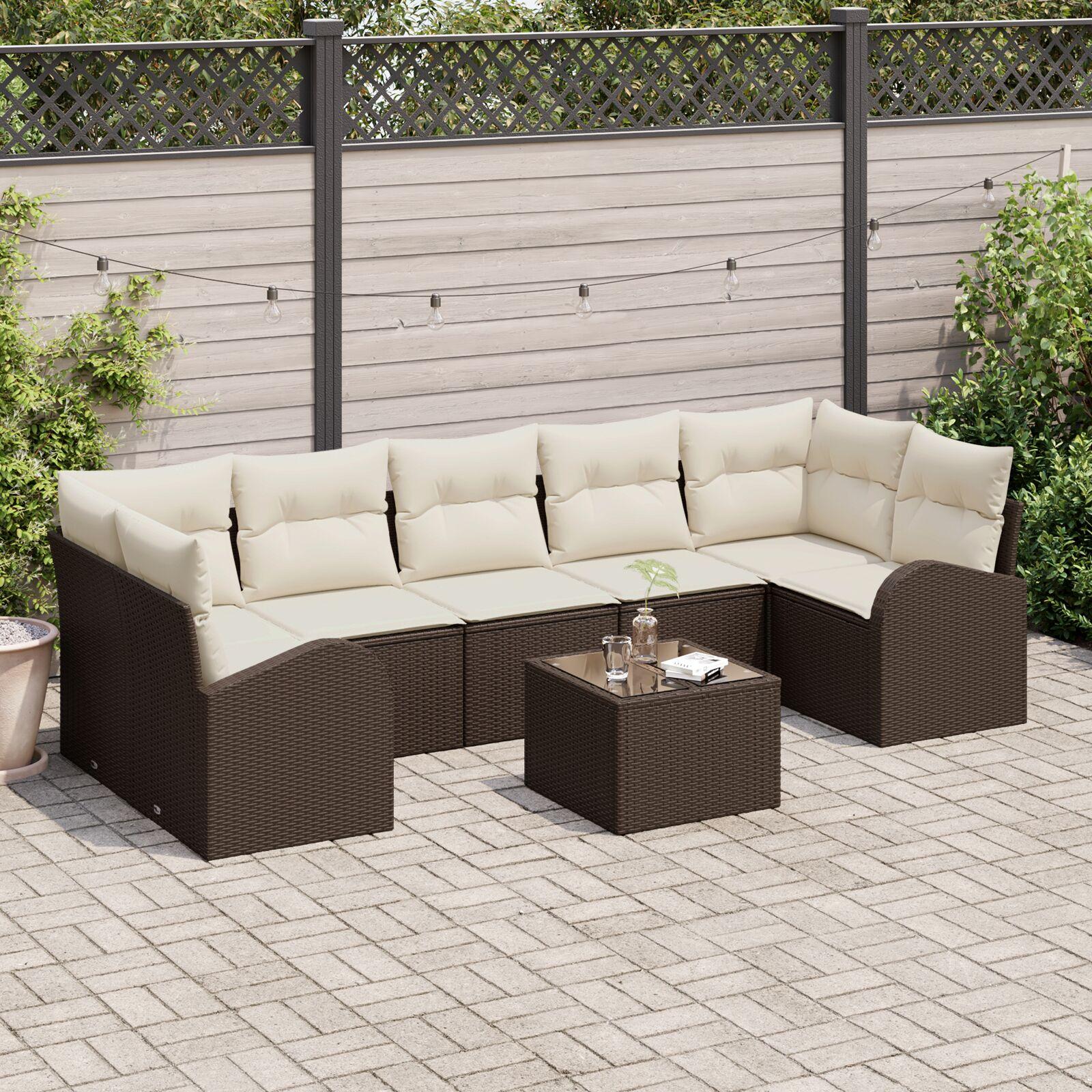Havesofa Sæt 8 stk Brun 55 x 55 x 37 cm polyrattan